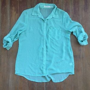 Mint Chiffon Button Up Top